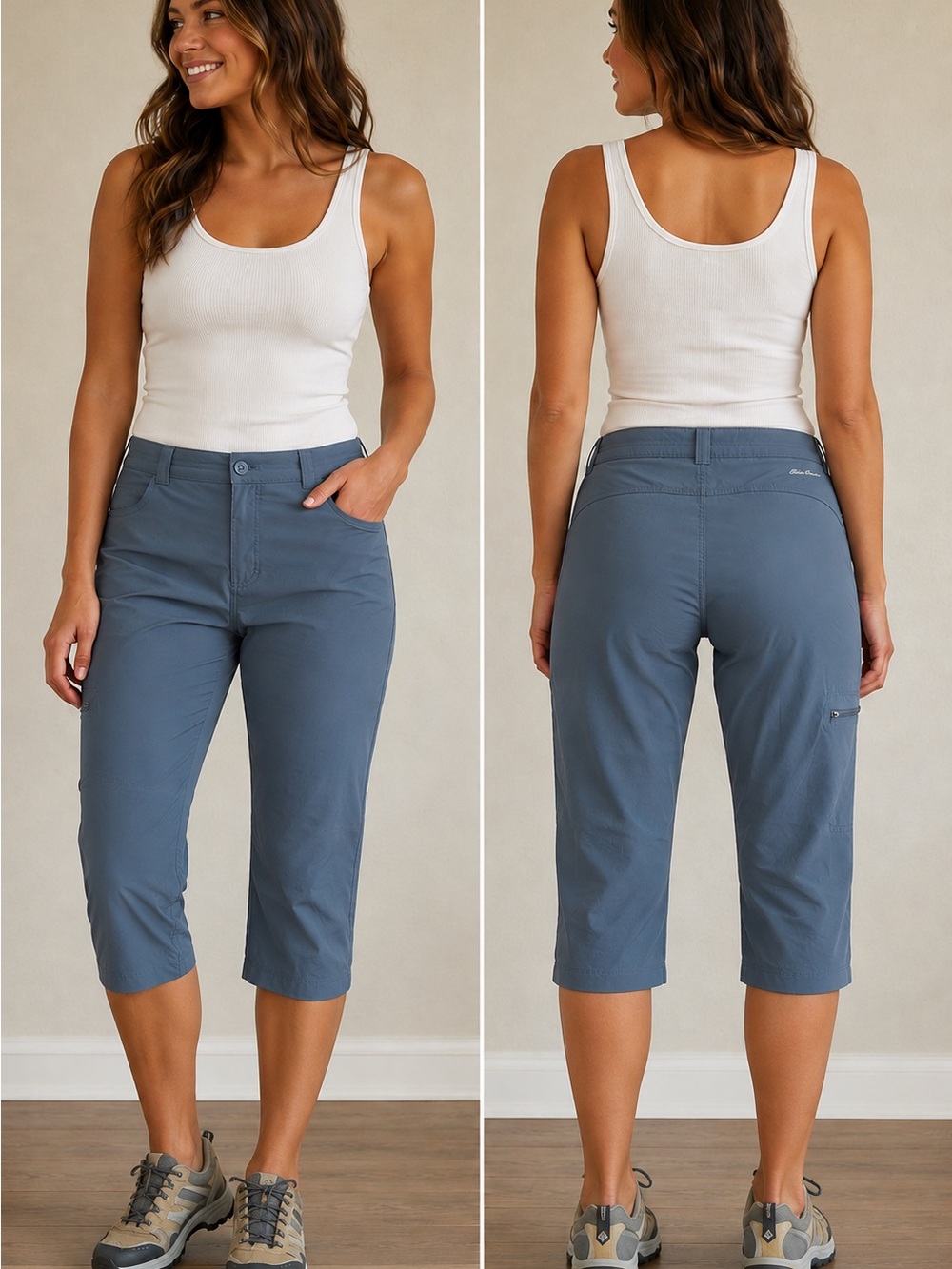 Eddie Bauer WR Women’s Tech Capri Size 8 Blue Lightweight Outdoor Hiking Travel
